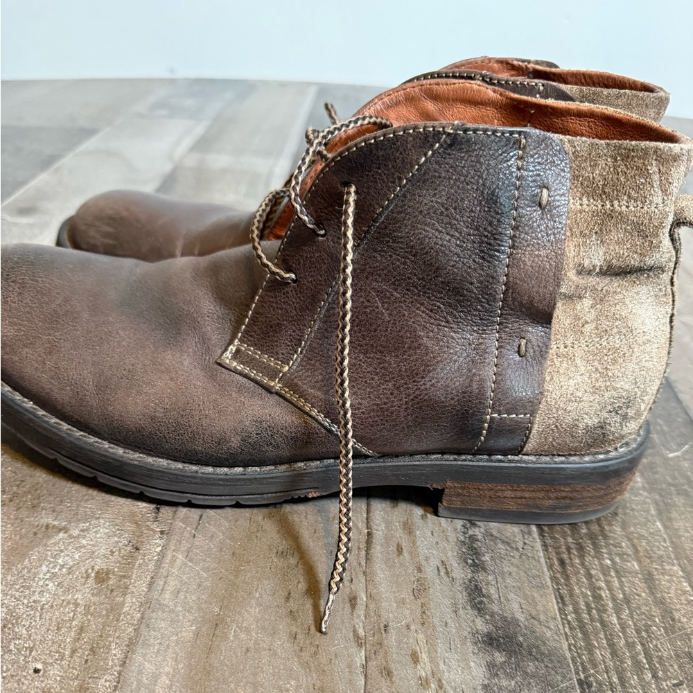 Johnston & Murphy Brown Leather Chukka Boots 8.5‎ Made Italy Lace Up Distressed